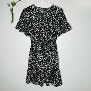 Pretty Garden Black Cream Dots Ruffle Dress